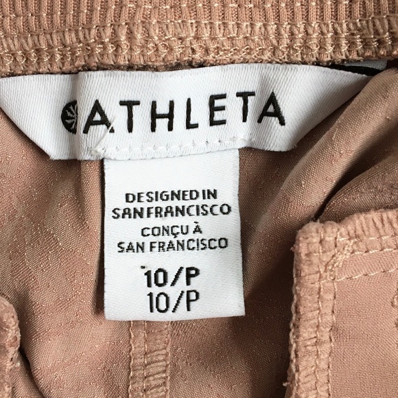 Athleta Brooklyn Textured Ankle Pants Grain Camo Mocha Latte Size 10 - Picture 11 of 17